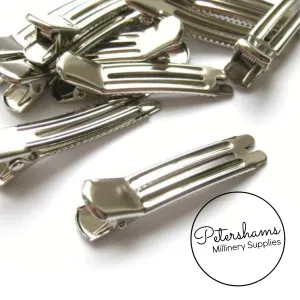 10 Silver Metal Alligator Hair Clips for Millinery