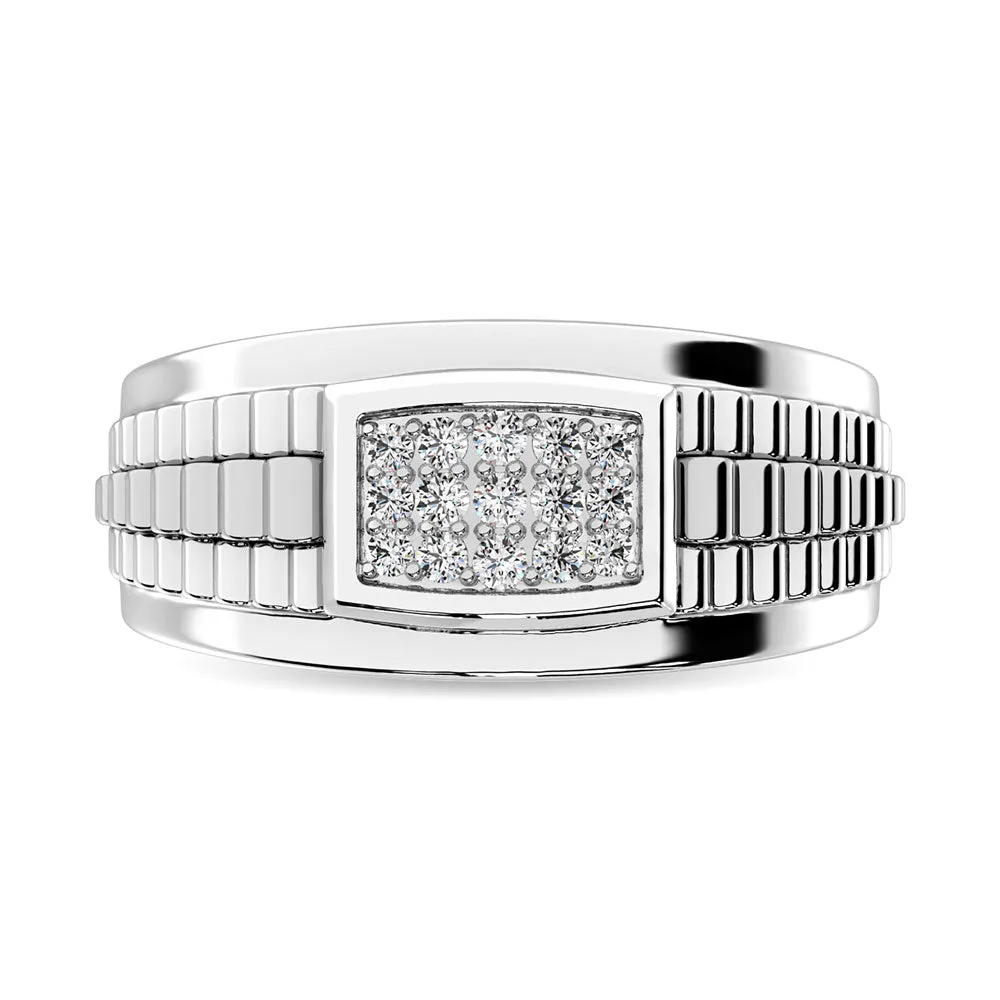 10K White Gold with Accent of 10K Yellow Gold 1/4 Ct.Tw. Diamond Mens Fashion Ring