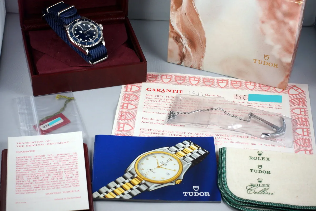 1995 Tudor Blue Submariner 79190 with Box and Papers