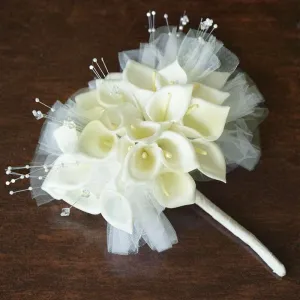 2 Pack Of 26 Artificial Cream Handcrafted Lily Wedding Bridal Bouquet Flower Decoration