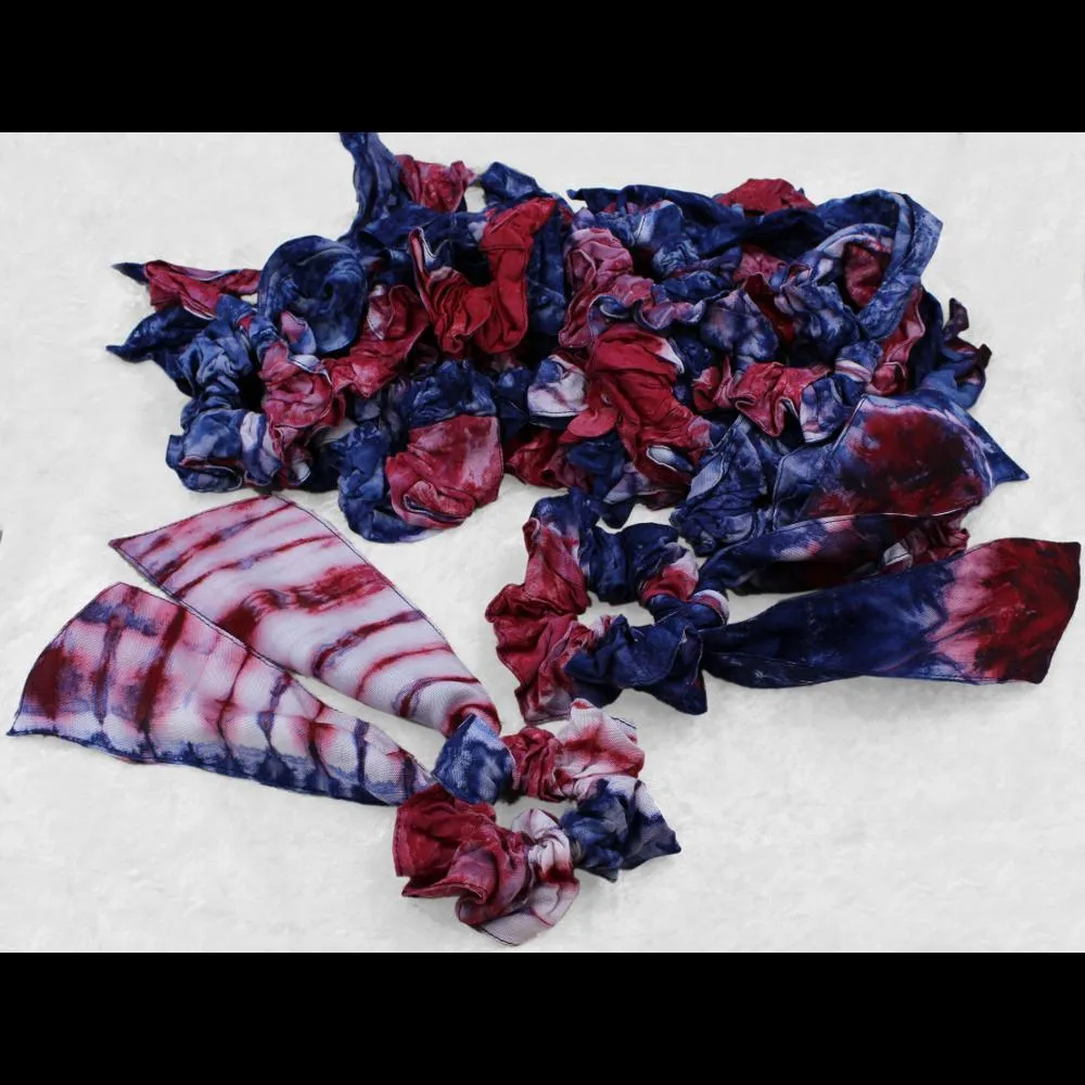 25 Red, White and Blue Pony Tail Hair Scrunchies ($1.56 each)