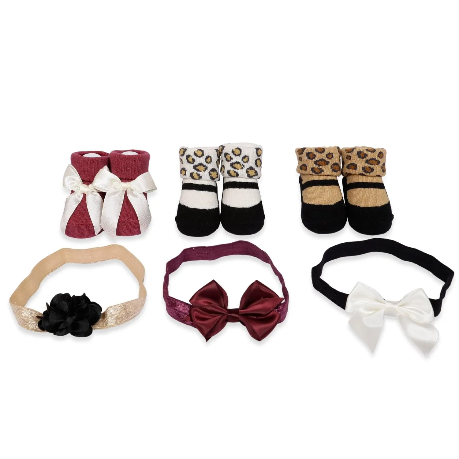 3 Headbands And 3 Pair Socks Gift Set Leopard Multicolour