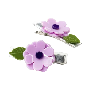 Alligator Clip Set - Purple Peonies