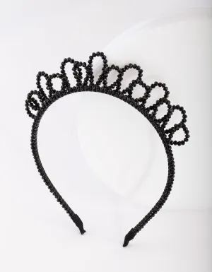 Black Beaded Swirl Headband