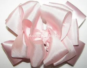 Blush Pale Pink Silk Satin Hair Bow