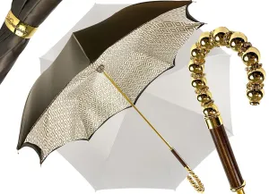 Brown Umbrella With Rhombus Pattern Inside