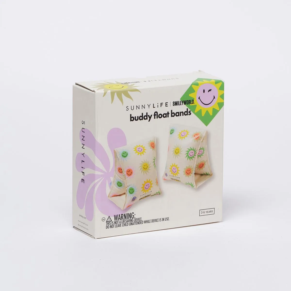 Buddy Float Bands SMILEY World Sol Sea: White Float Bands for 3-12 Years