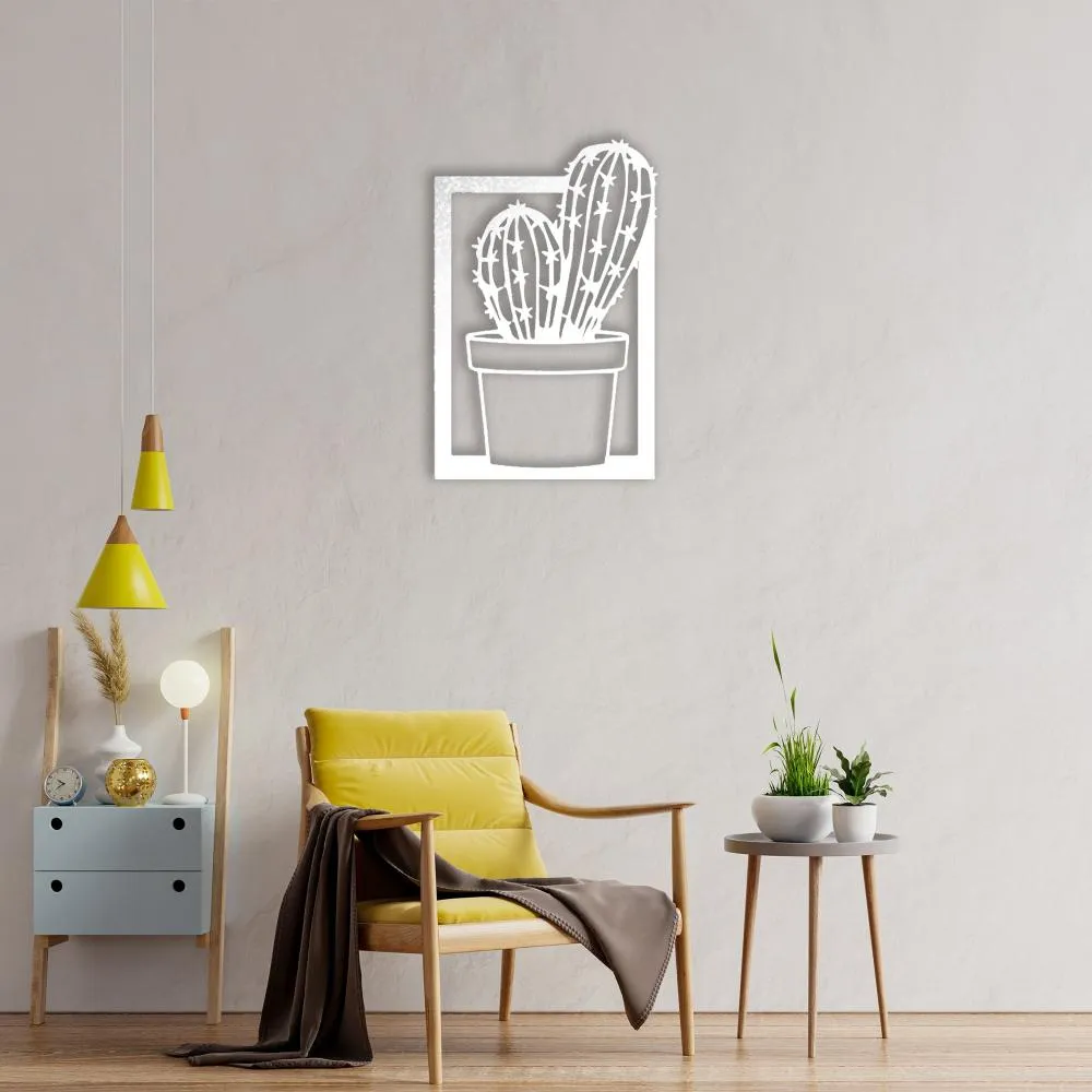 Cactus with Vase Metal Wall Art