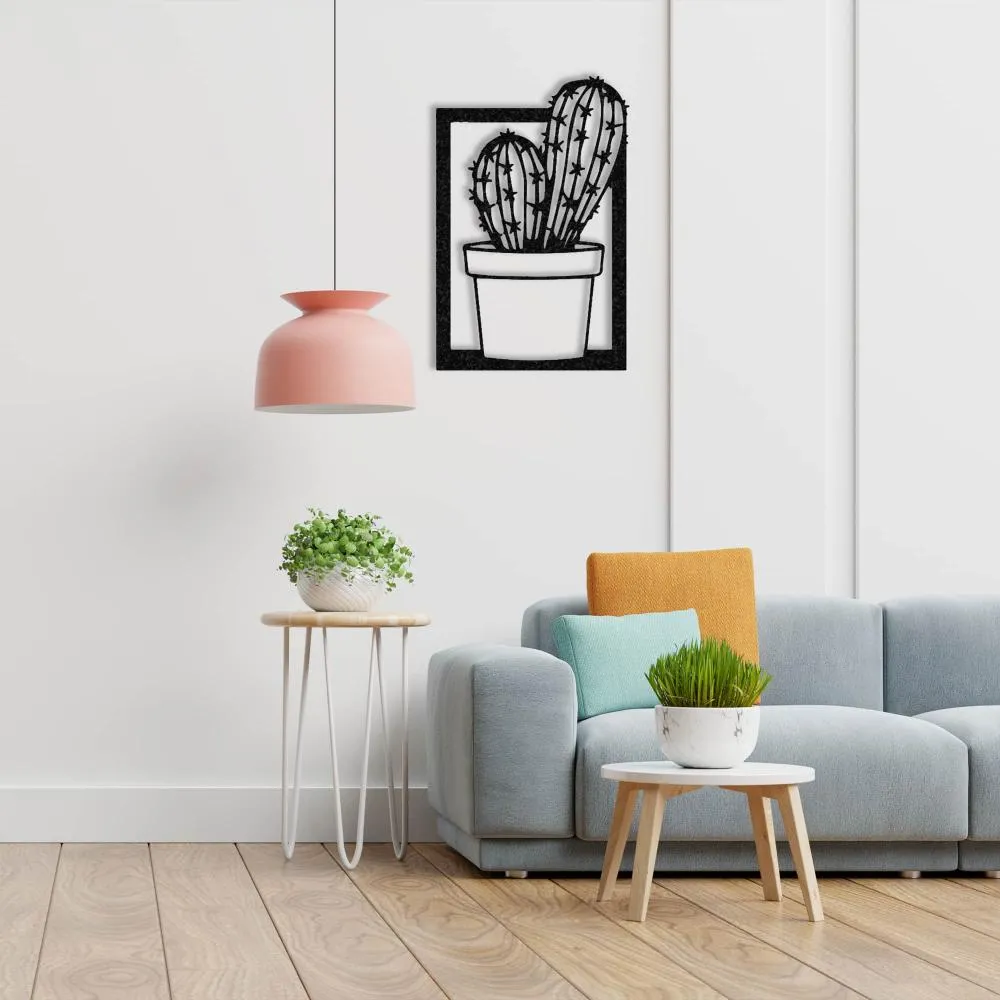 Cactus with Vase Metal Wall Art