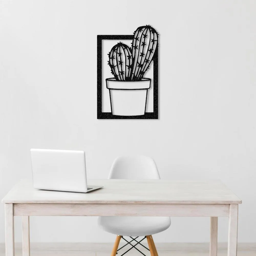 Cactus with Vase Metal Wall Art