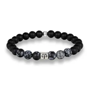 Classy Men Aries Black Beaded Zodiac Bracelet