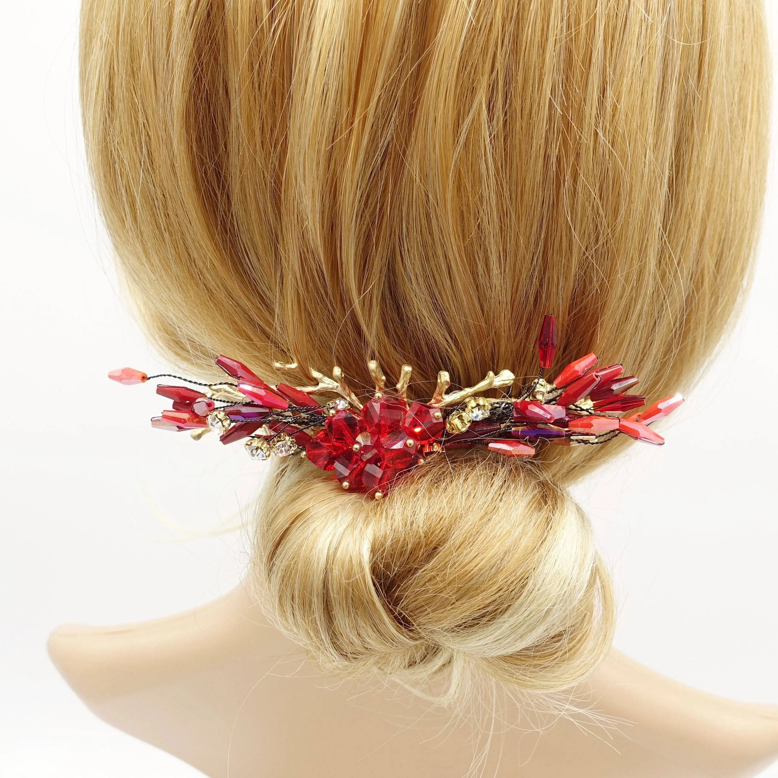 crystal beaded flower hair comb event hair accessory