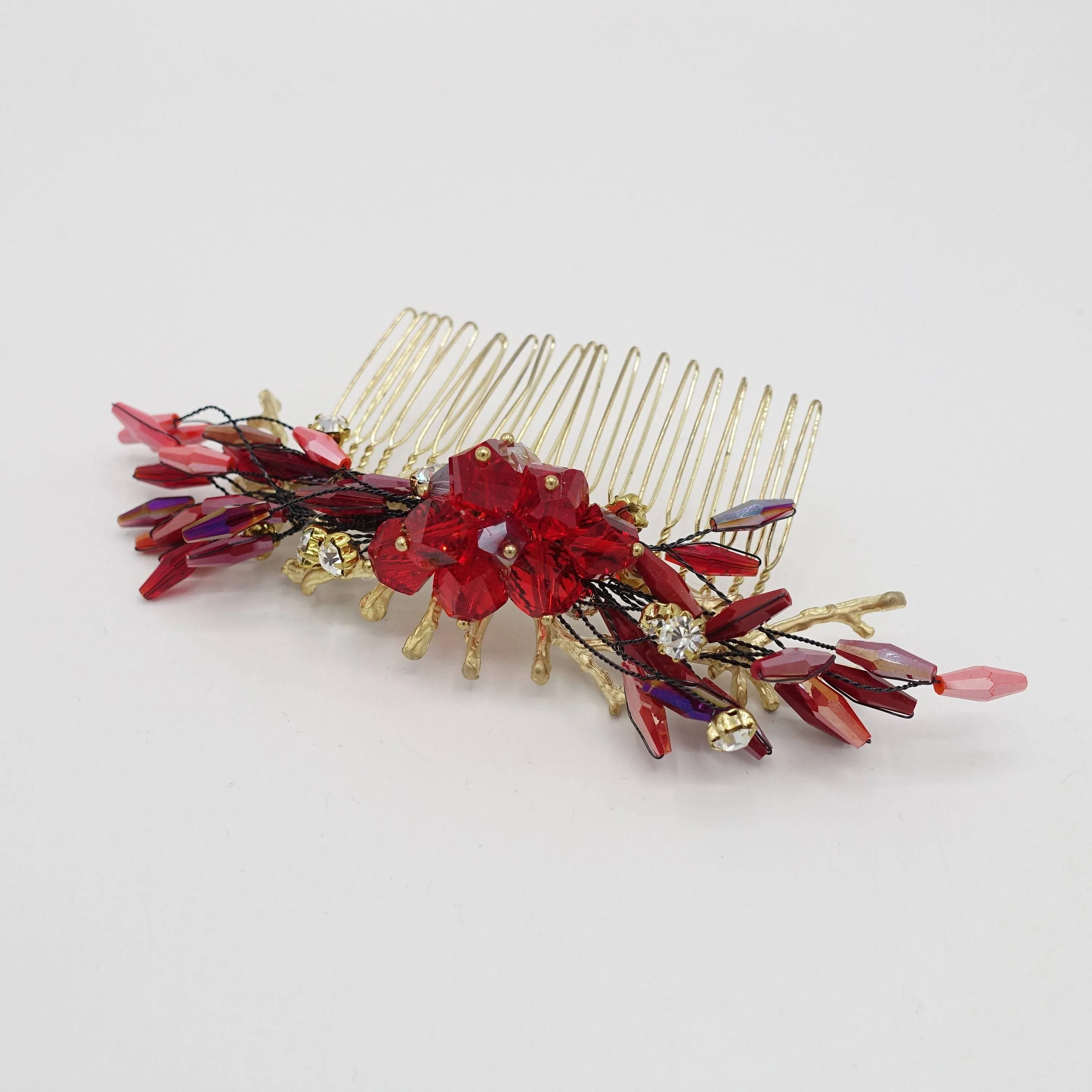 crystal beaded flower hair comb event hair accessory