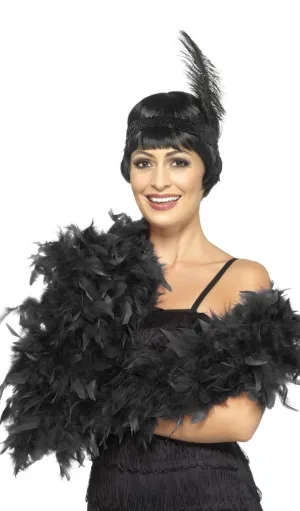 Deluxe Black 1920s Feather Boa Costume Accessory