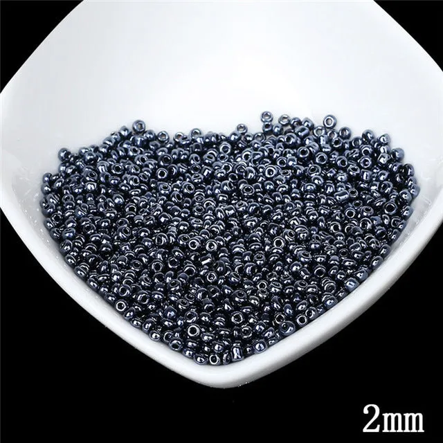 DIY Accessories 2mm Czech Glass Seed Spacer Loose Beads 1000pcs/lot Gun Black Color Austria Crystal Round Hole Bead For Jewelry