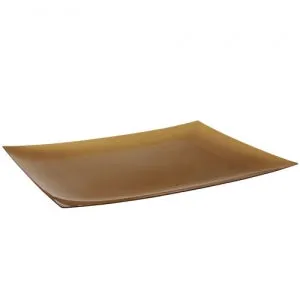 Gold 11.75" Rectangular Plastic Entree Plates (Case Qty: 120)