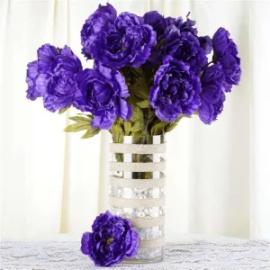 Large Peony Bush Artificial Silk Flowers - Purple