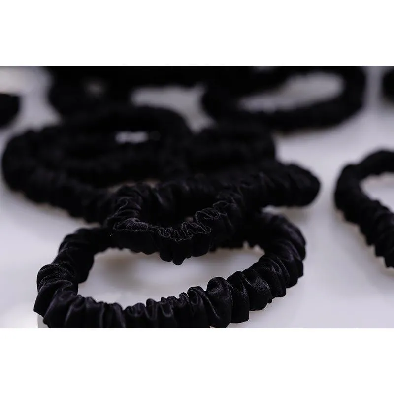 Mini silk scrunchies - Black - 10 pack - dropshipping