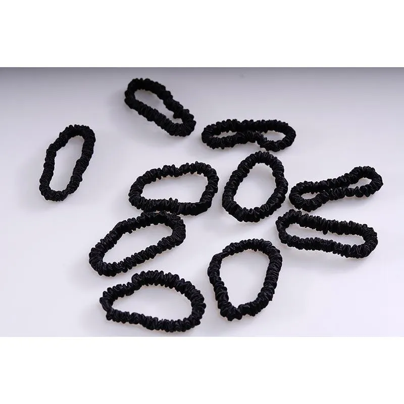 Mini silk scrunchies - Black - 10 pack - dropshipping