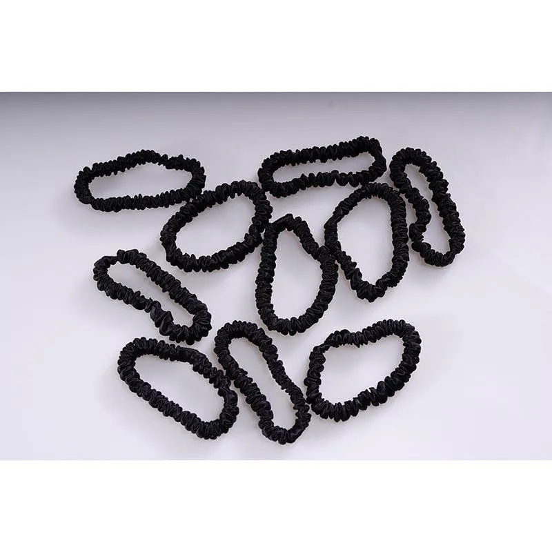 Mini silk scrunchies - Black - 10 pack - dropshipping