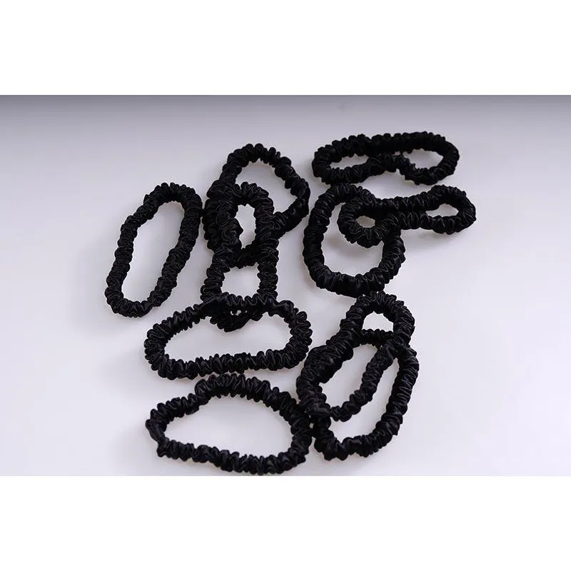 Mini silk scrunchies - Black - 10 pack - dropshipping