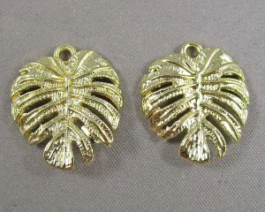 Monstera Leaf Charm Gold Tone 4pcs (5041)