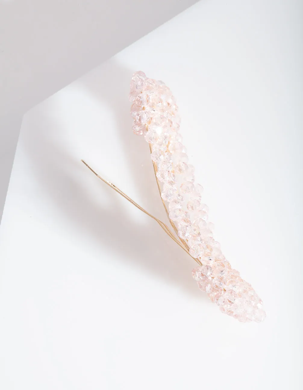 Pink Glass Bead Hair Clip