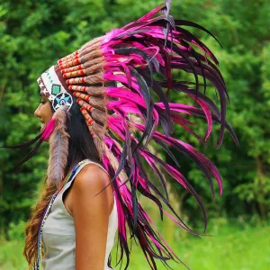 Pink Native American Headdress - 75cm