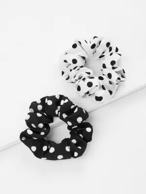 Polka Dot Print Hair Tie 2pcs