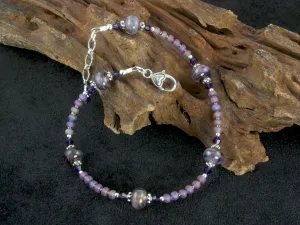 Purple Plum Lampwork Beaded Anklet