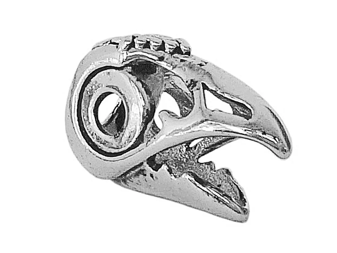 Raven's Skull Hair Bead - Silver