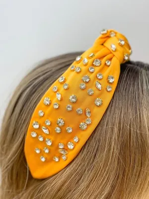 Rhinestone Knotted Headband - Mustard