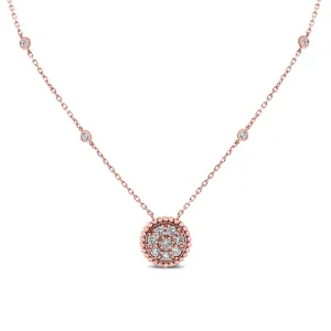 Round Pendant Necklace (0.70 ct Diamonds) in Rose Gold