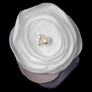 Silky Pearl Ivory Flower Clip with Pearl Accents