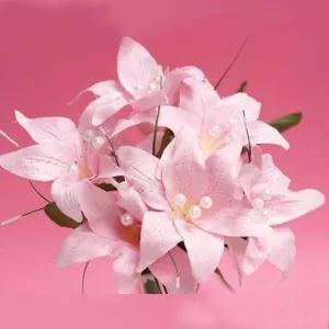 Tiger Lily Bouquet Artificial Silk Flowers - Pink