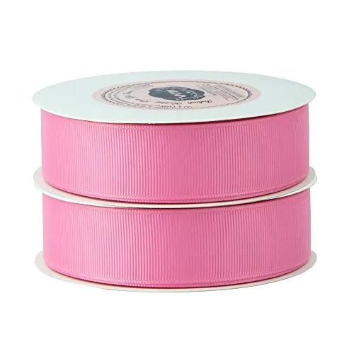 VATIN 1" Grosgrain Ribbon, 50-Yard,25 Yards Each Roll Perfect for Wedding Decor, Wreath, Baby Shower,Gift Package Wrapping and Other Projects Hot Pink