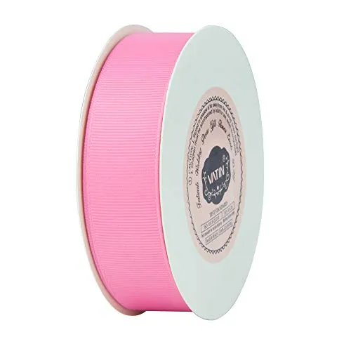 VATIN 1" Grosgrain Ribbon, 50-Yard,25 Yards Each Roll Perfect for Wedding Decor, Wreath, Baby Shower,Gift Package Wrapping and Other Projects Hot Pink