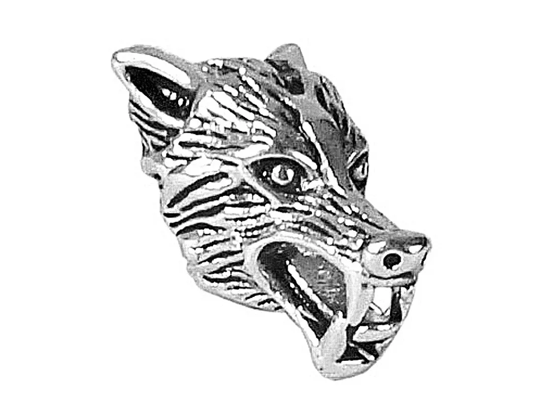 Wolf's Head Hair Bead - Silver