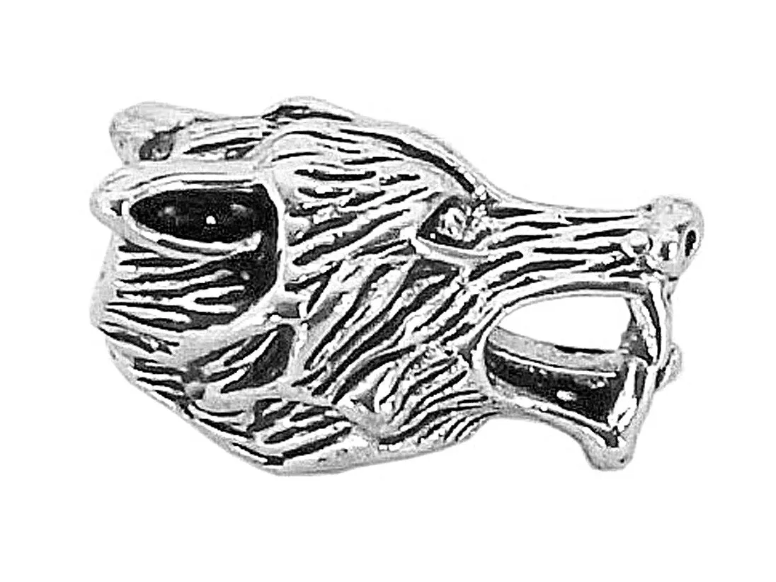 Wolf's Head Hair Bead - Silver